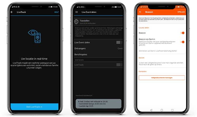 Garmin livetrack en Strava Beacon